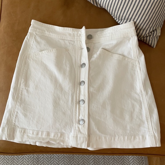 Madewell Stretch Denim A-Line Mini Skirt in Tile White: Button-Front Edition - Picture 5 of 9